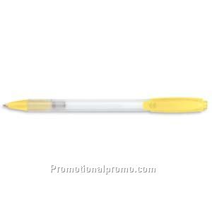 Paper Mate Sport Retractable Frosted White Barrel/Yellow Trim, Black Ink Ball Pen