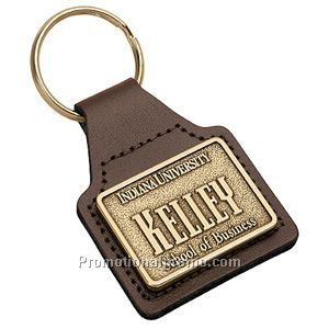 Leather & Medallion Key Tag