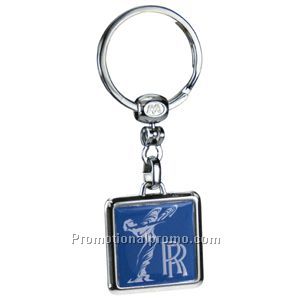 Square 2 Sided Four Color Process Die Cast Metal Domed key tag