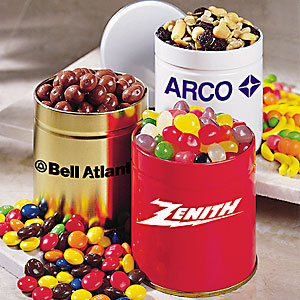 Small tin with caramel popcorn