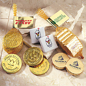 Mesh bag with 5 choc coins