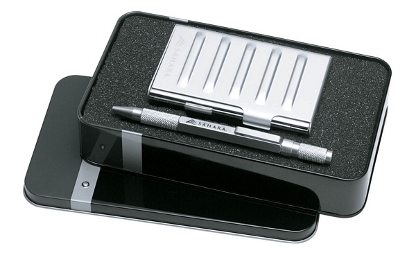Ballpoint Pen / 2 Compartment Business Card Case Giftset