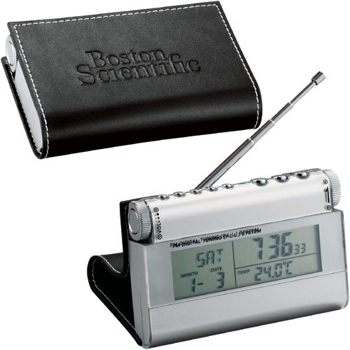 Executive Leather Alarm Clock Radio