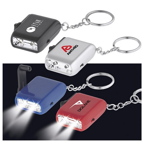 MINI WIND-UP KEYCHAIN FLASHLIGHT