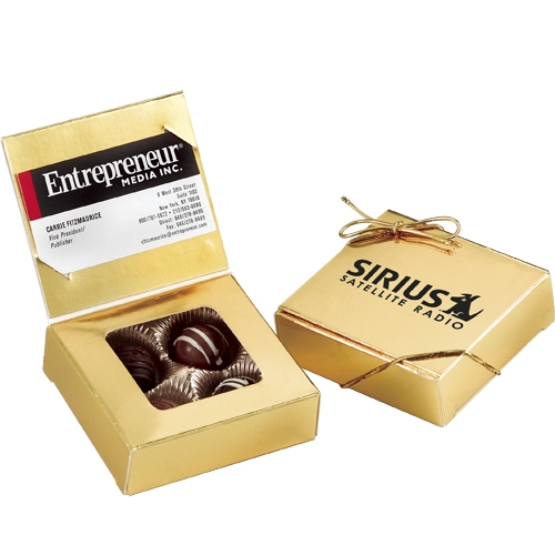 4 Chocolate Truffles in business card box