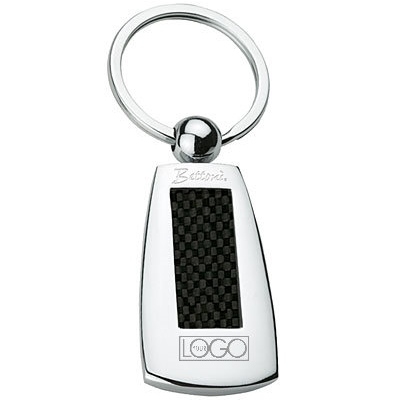 METAL KEYCHAIN WITH INLAID WOVEN STEEL