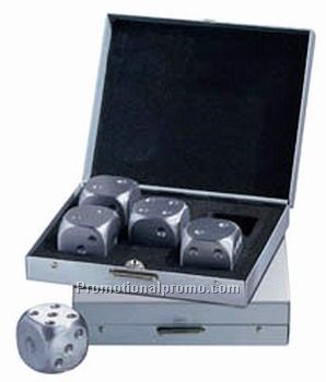 5 PIECE DICE IN ALUMINIUM BOX