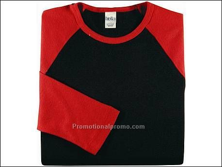 Bella T-sh Raglan 3/4 Sleeve, Black/Red