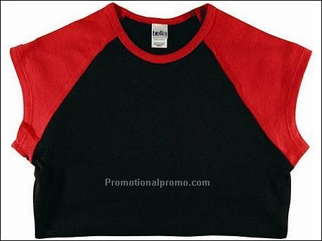 Bella T-sh Raglan Cap Sleeve, black/Red