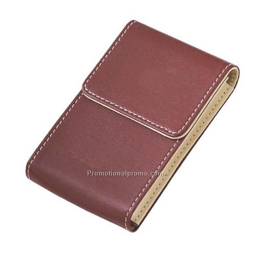 Business Card Holder - Faux Leather, Holds 20-25 business cards