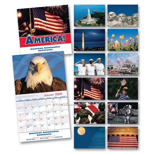 Calendar - Patriotic America Calendar, 10.50" x 18.25" Open; 10.50" x 10" Closed