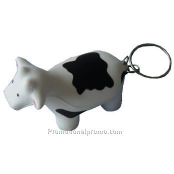 Cow PU Stress Ball keychain with customized Logo