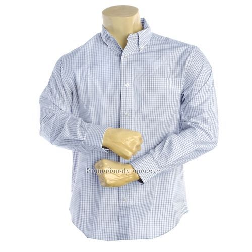 Dress Shirt - Devon & Jones Blue Men's Savile Pattern Dress Shirt, Blue Tattersall, Pima Cotton