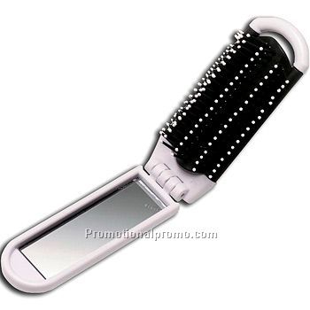 Folding Hairbrush With Mirror
