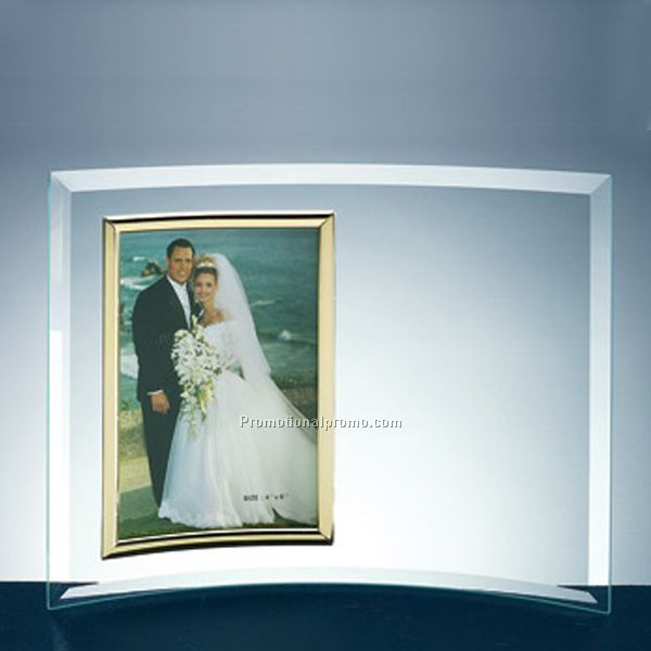 Glass Curve Award with Photo C-348