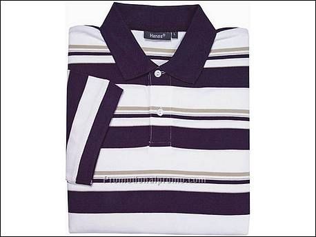 Hanes Polo striped polo, navy/White/Khaki