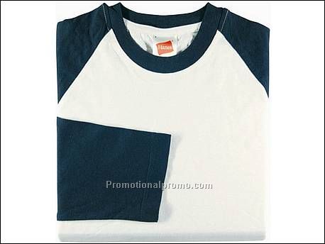 Hanes T-shirt Baseball-T L/S, Navy/White