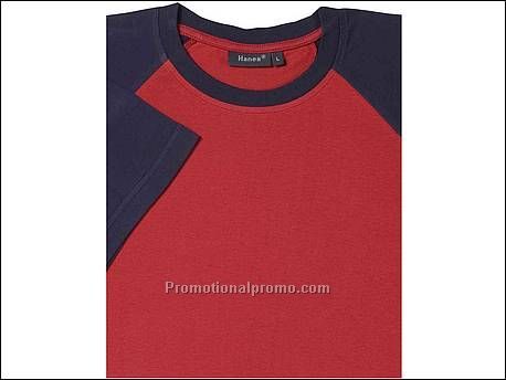 Hanes T-shirt Baseball-T S/S, Wine/Navy