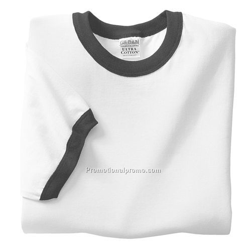 T-Shirt - Gildan® Ultra Cotton™ Ringer, White, 100%