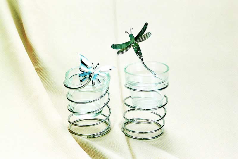 Candle holder with metal stand 
  
   
     
    