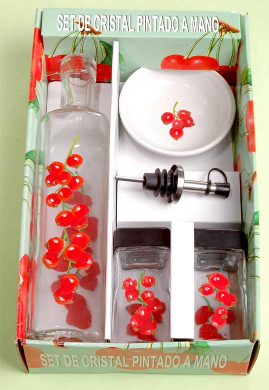 hand painted cruet set with display tray
  
   
     
    
