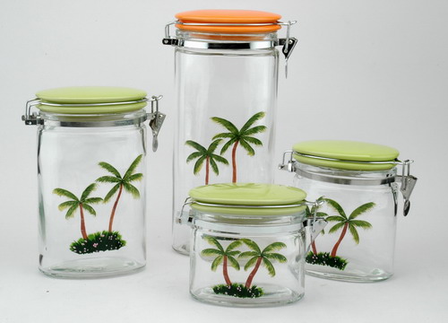 Storage jar and canister with hand painting
  
   
     
    