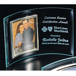 Glass Curve Award with Photo C-349
