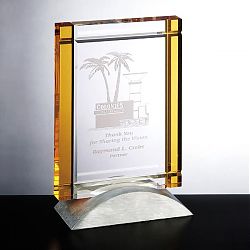 Optica yellow Tablet Award with Metal Base C-M02