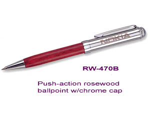 Lungsal Push-Action Rosewood Ballpoint w/Chrome Cap