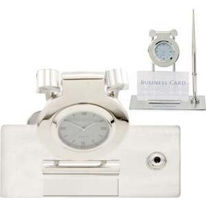 STRUTTURA I Swinging clock and Pen Stand, w/bus card holder
