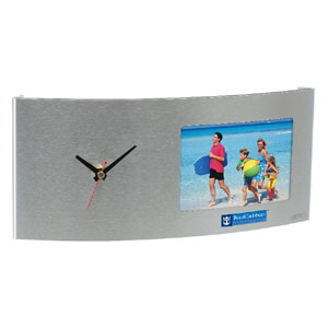 Stainless Steel Curved Picture Frame & Clock