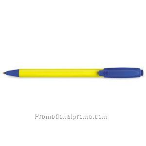 Paper Mate Sport Retractable Yellow Barrel/Bright Blue Trim, Black Ink Ball Pen