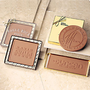 4.5oz large custom chocolates in gift box with cle