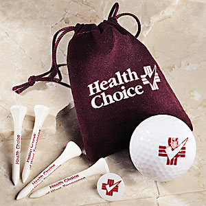 Golf items in velour bag w/tees & marker