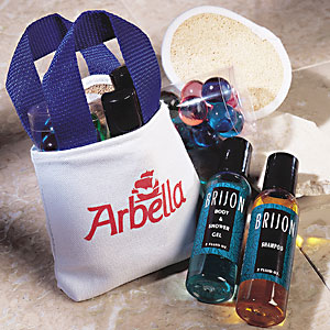 Lotions in tote bag