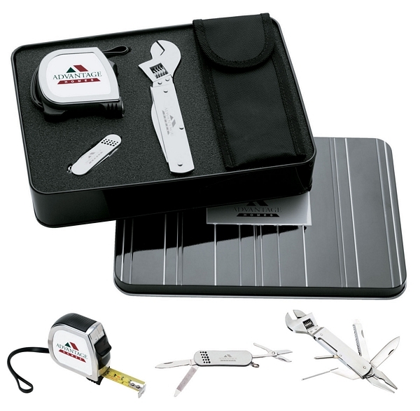 16' Tech Tape / 4 Function Stainless Pocket Knife / Wrench Multi Tool Giftset