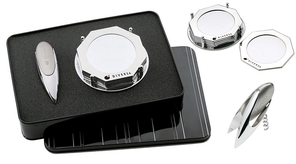 4 Coaster Set / Corkscrew Giftset