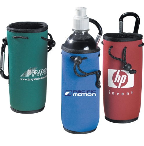 Bottled water cooler with carabiner clip