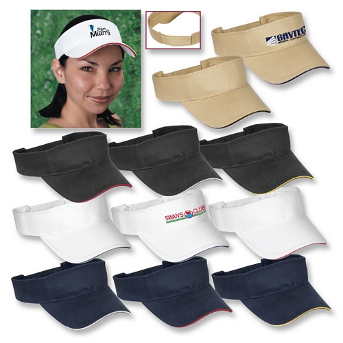 BRUSHED COTTON VISOR WITH SANDWICH BILL