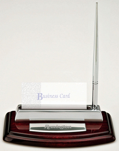 Wood base bus card holder & pen stand
