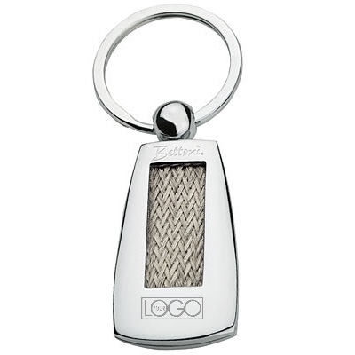 METAL KEYCHAIN WITH INLAID WOVEN STEEL