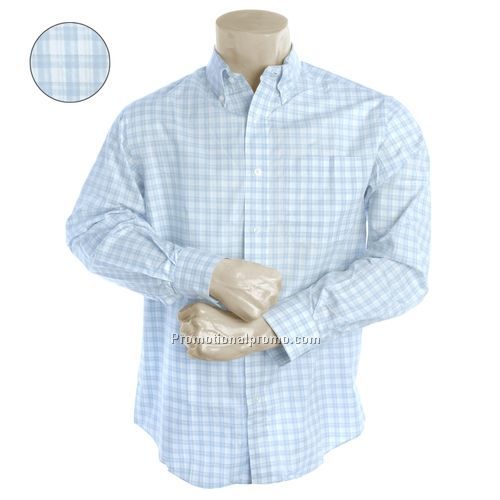 Dress Shirt - Devon & Jones Blue Men's Savile Pattern Dress Shirt, Blue Scotch Plaid, Pima Cotton