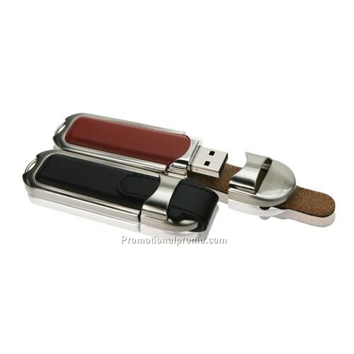 Flash Drive - Leather & Metal, 2GB