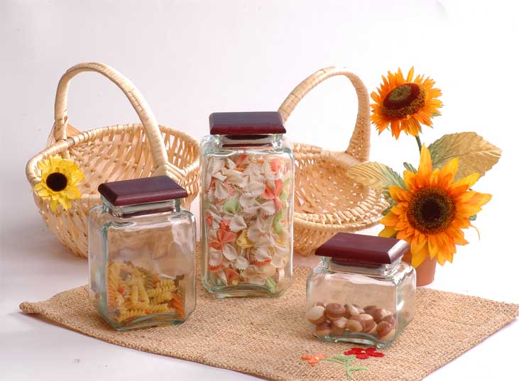 storage jar set with wood lid
  
   
     
    