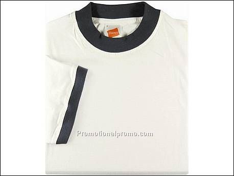 Hanes T-shirt Ringer S/S, White/Navy