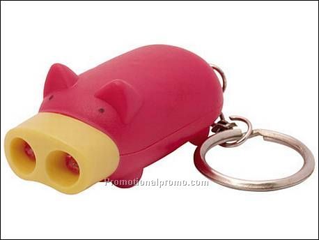 Keyring torch Pig plastic