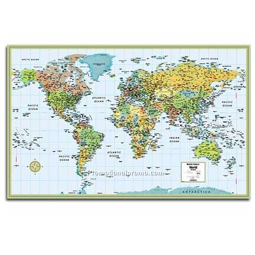 Map - Rand McNally Reduced M Series World Wall Map, 32" x 21"