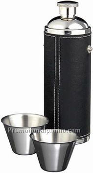 ROUND HIPFLASK WITH 2 CUPS