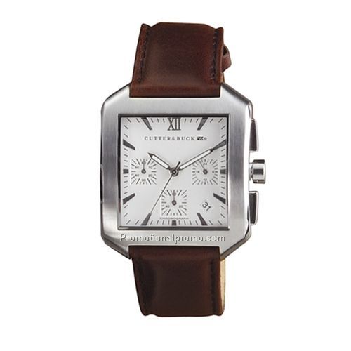 Watch - Cutter & Buck® American Classic, Genuine Leather Chronograph