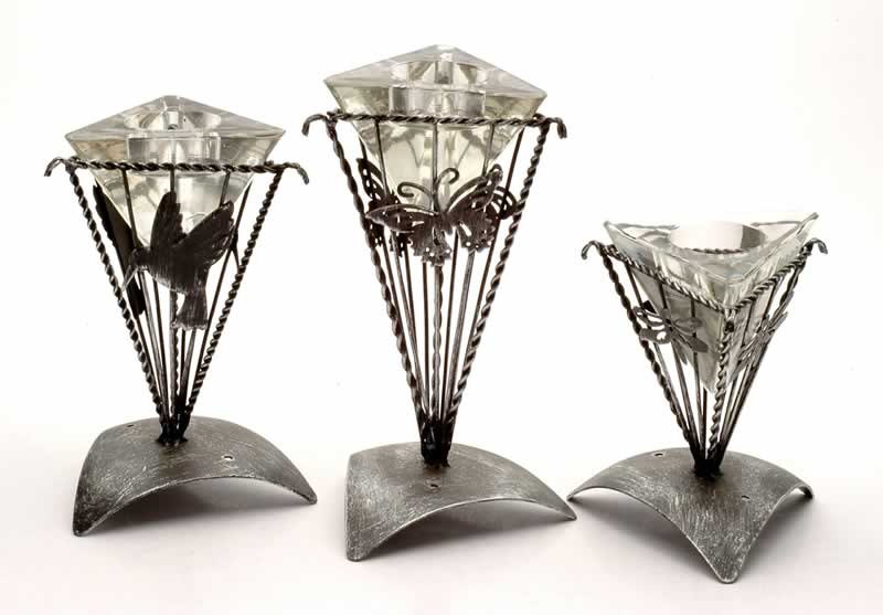 Candle holder with metal stand 
  
   
     
    